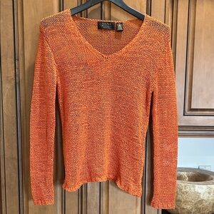 Dana Buchman Vibrant Orange V-Neck Sweater